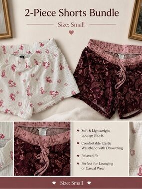 American Eagle Outfitters 2-Piece Lounge Shorts - Mauve & Cream